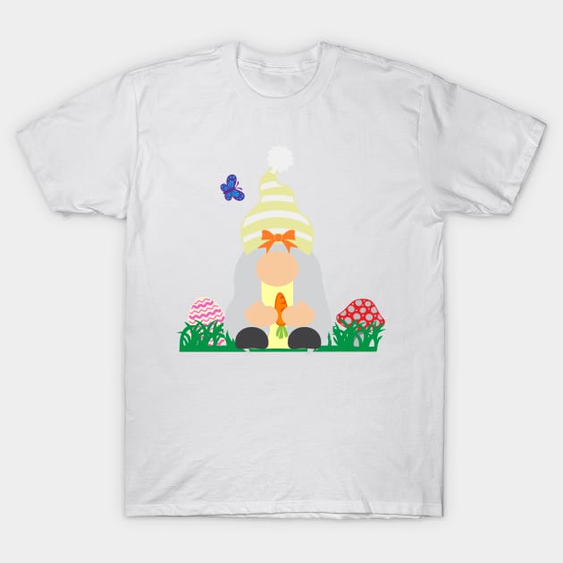 Easter Gnome Orange Ribbon Hat in a Garden T-Shirt by 2CreativeNomads